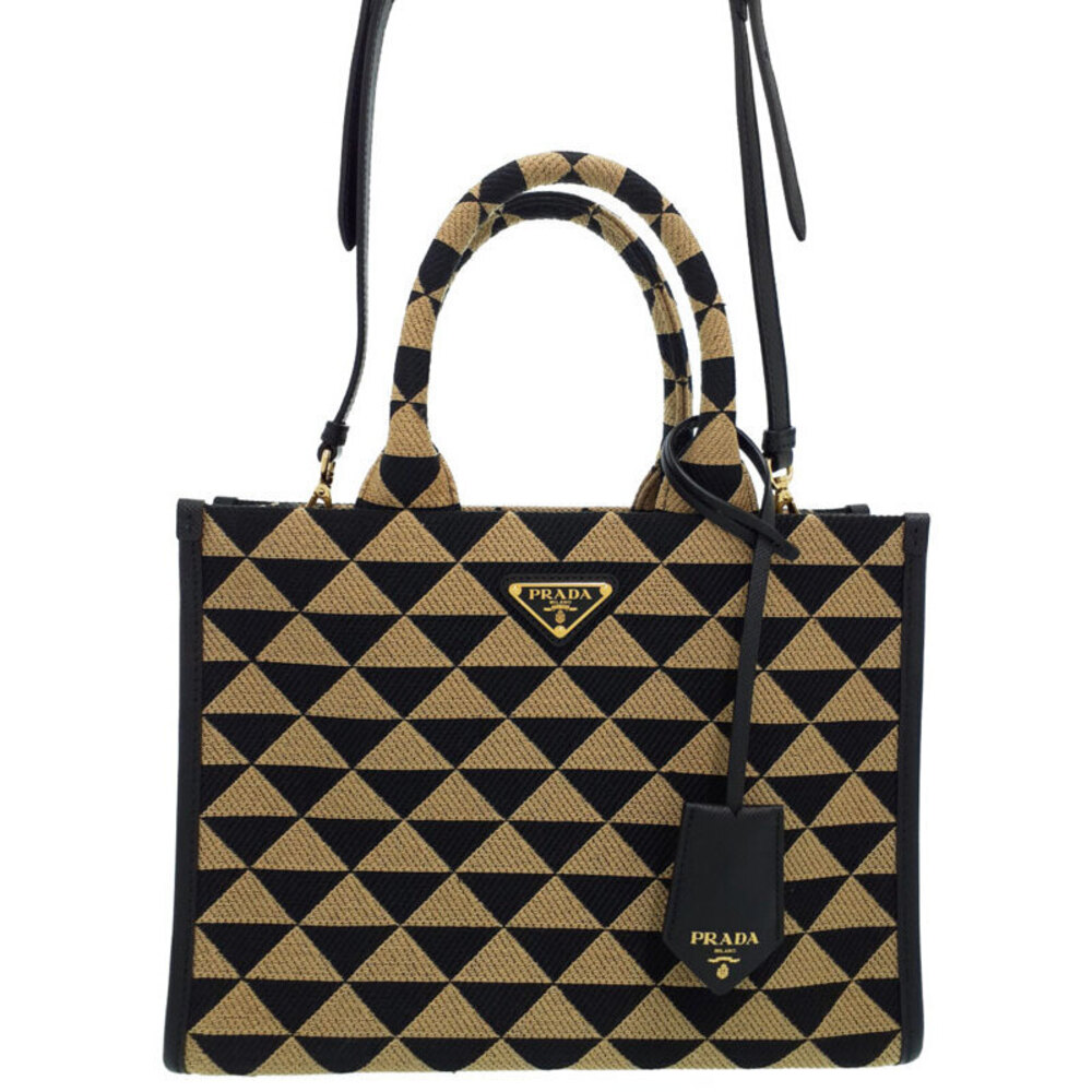 Prada Symbole embroidered tote bag white geometric Black